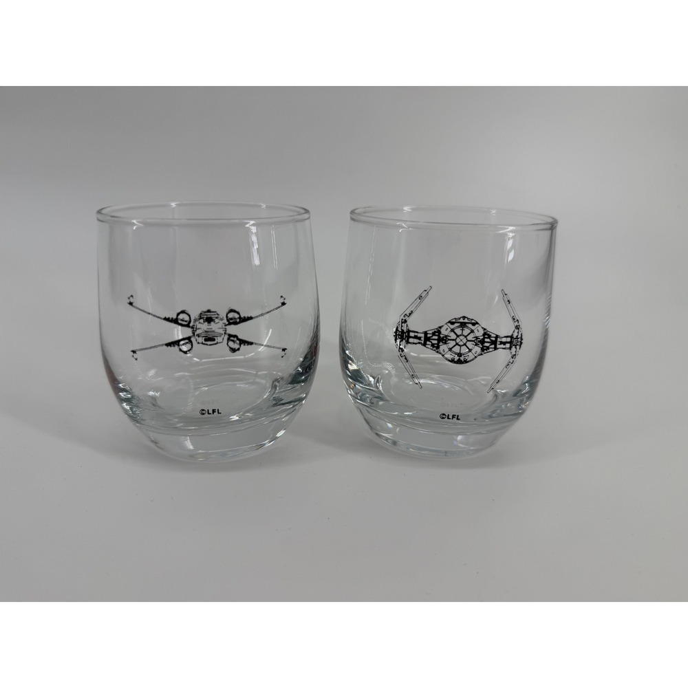 Star Wars X-Wing & TIE Fighter Glass Tumbler Set of 2‎ Clear Barware LFL 3.5in